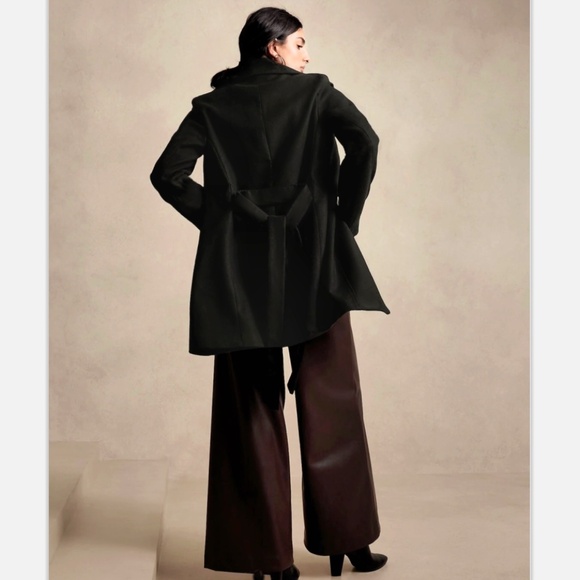 Banana Republic Tie-Waist Coat Jacket Black - Picture 3 of 6